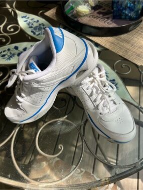 Nike White and Blue Low-Top Sneakers